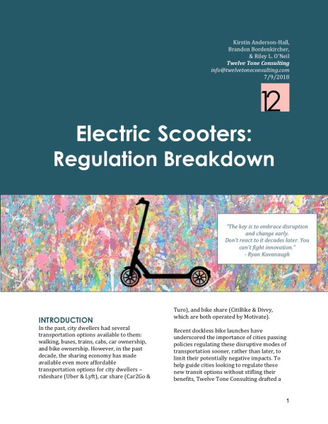 Electric Scooter - Regulation Breakdown (12 Tone Consulting)